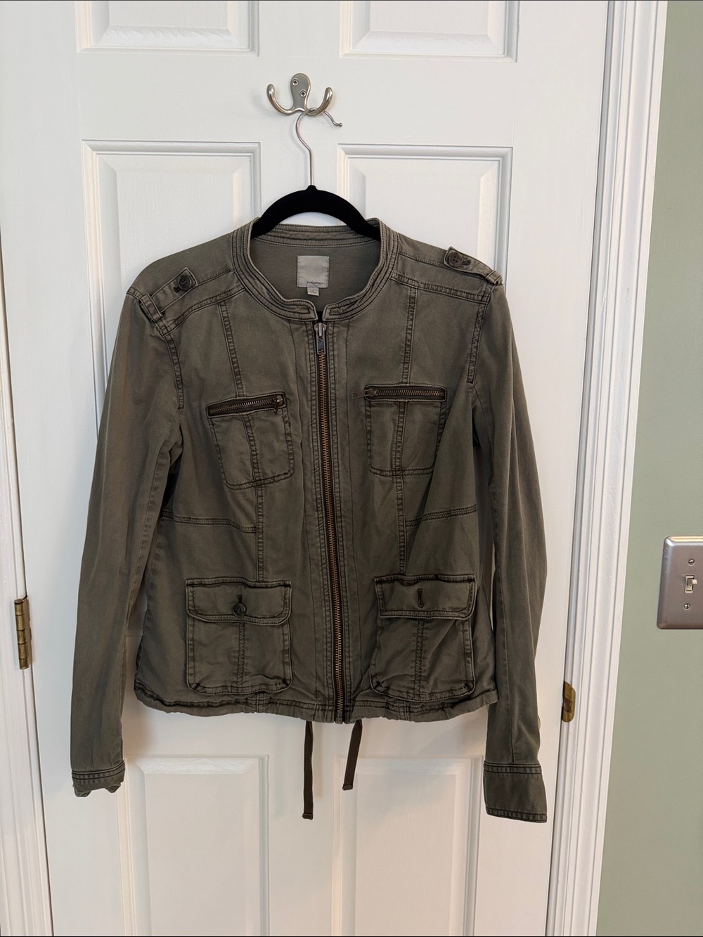 Halogen Olive Utility Jacket with Front Zipper